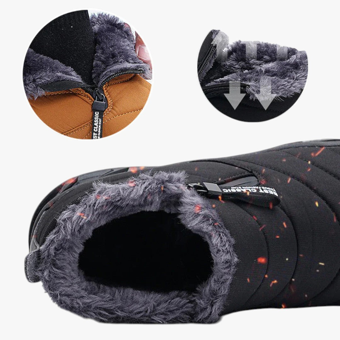 Gefütterte Herren Winterstiefel mit Reißverschluss