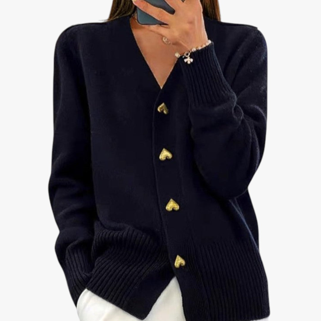 Damen Strickjacke mit Herzknöpfen