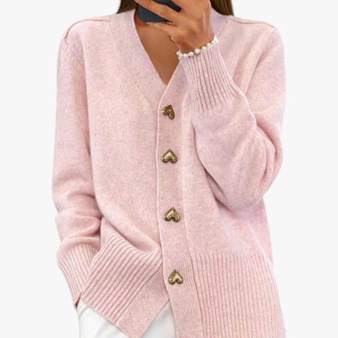 Damen Strickjacke mit Herzknöpfen