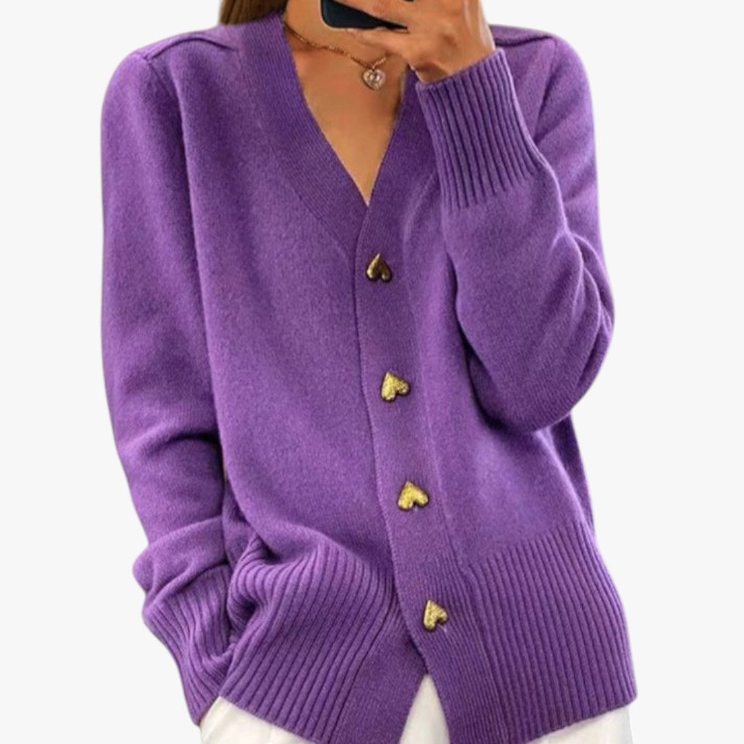 Damen Strickjacke mit Herzknöpfen