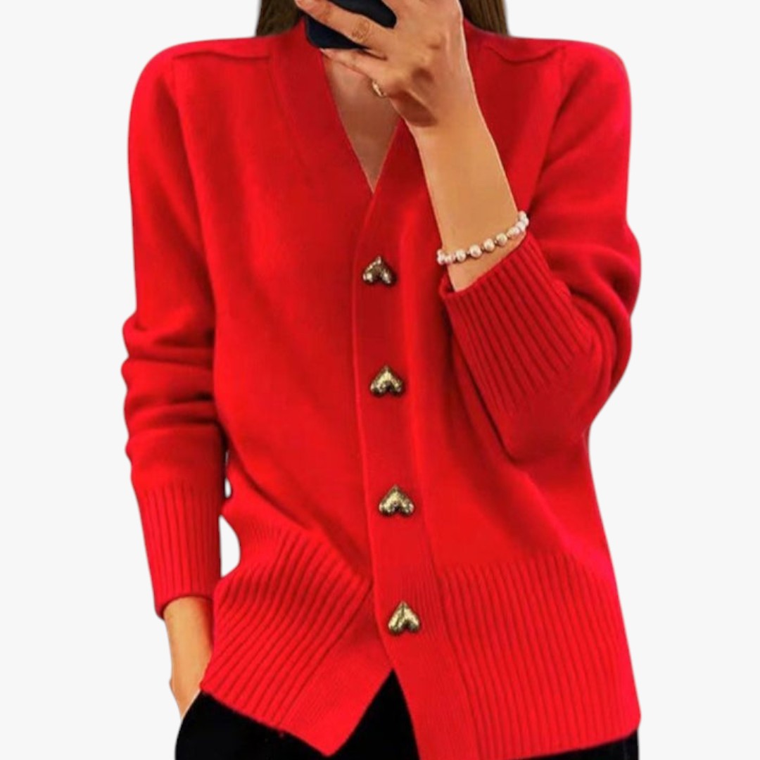 Damen Strickjacke mit Herzknöpfen