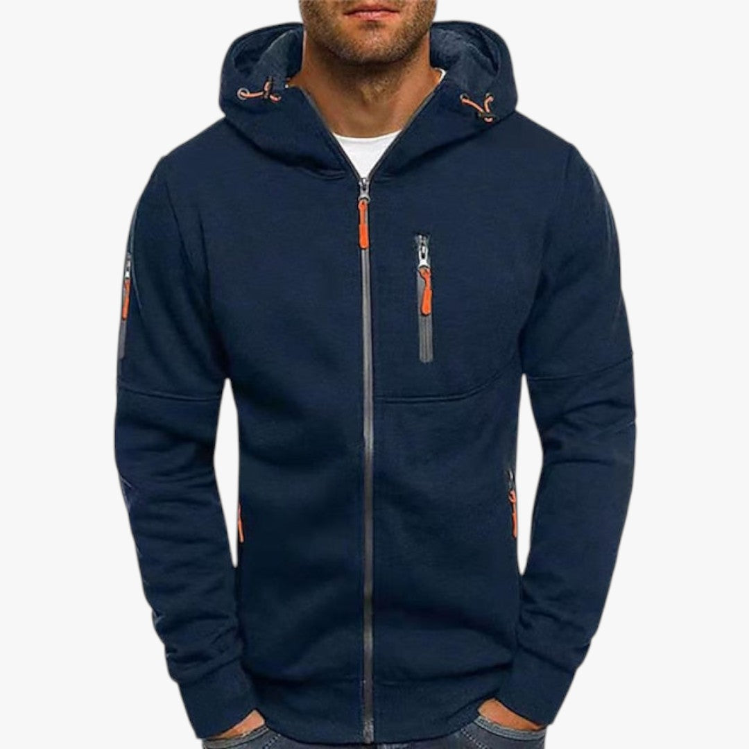Herren Winterpullover mit Kapuze und Reißverschluss