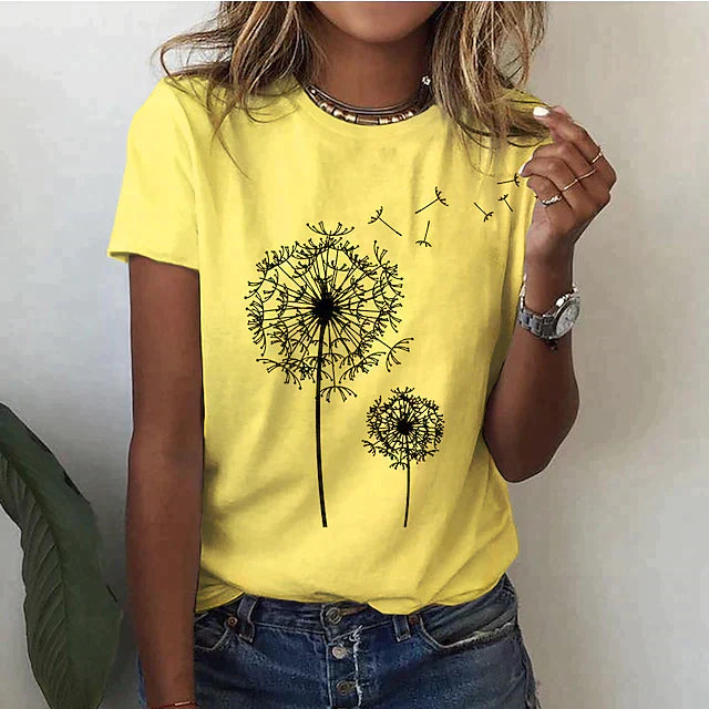 Damen Rundhals Sommer T-Shirt - kurze Ärmel