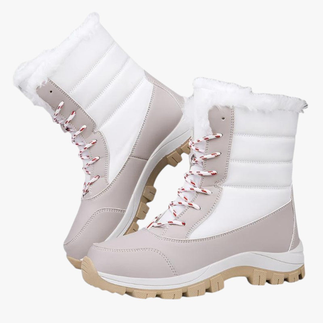 Hohe Damen Schneestiefel | Gefütterte Winterschuhe mit Schnürung