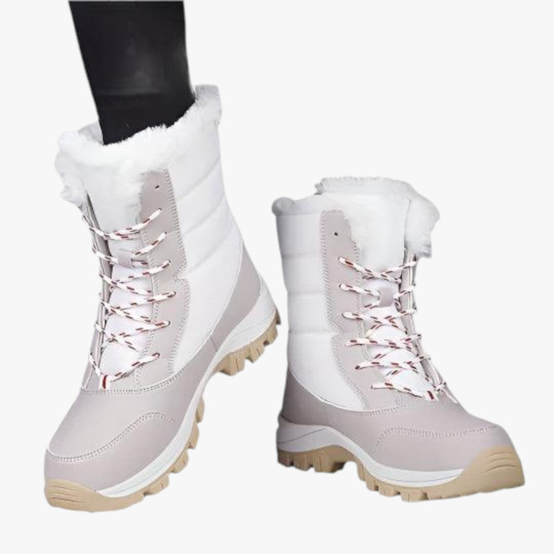 Hohe Damen Schneestiefel | Gefütterte Winterschuhe mit Schnürung