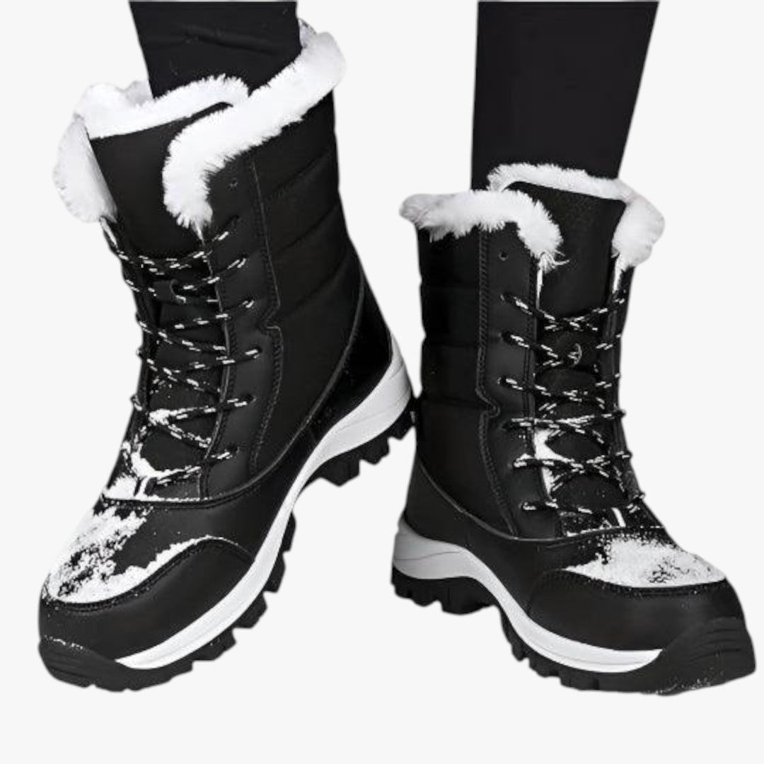 Hohe Damen Schneestiefel | Gefütterte Winterschuhe mit Schnürung