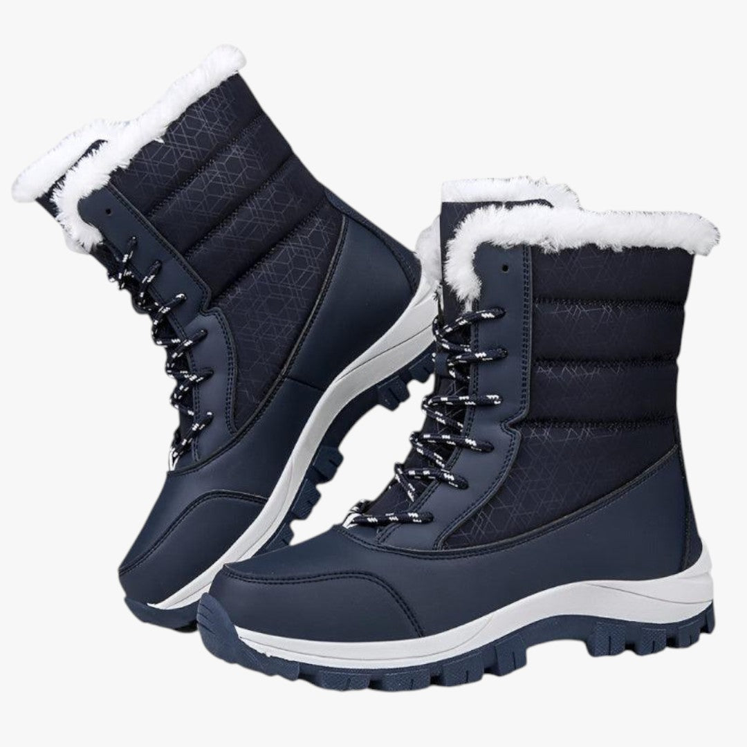 Hohe Damen Schneestiefel | Gefütterte Winterschuhe mit Schnürung