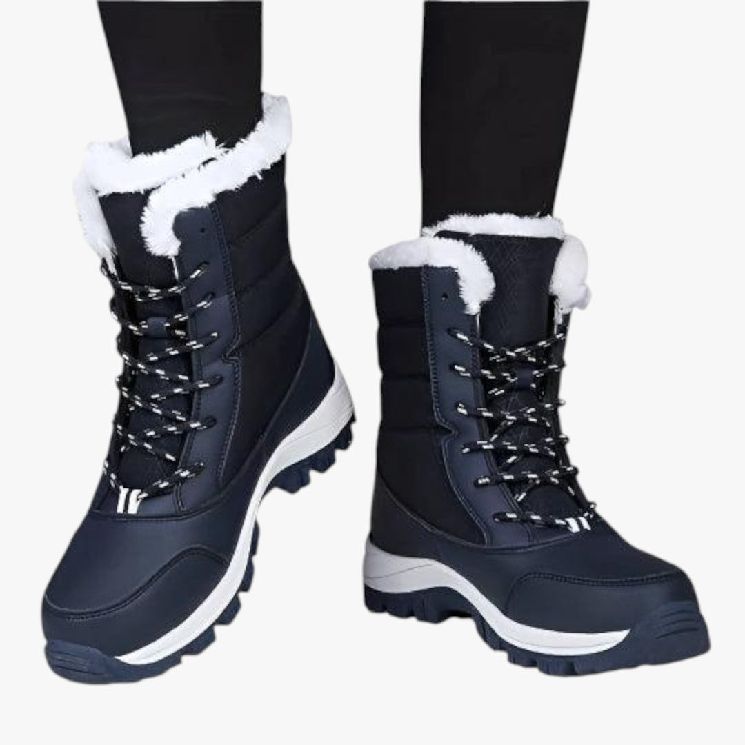 Hohe Damen Schneestiefel | Gefütterte Winterschuhe mit Schnürung