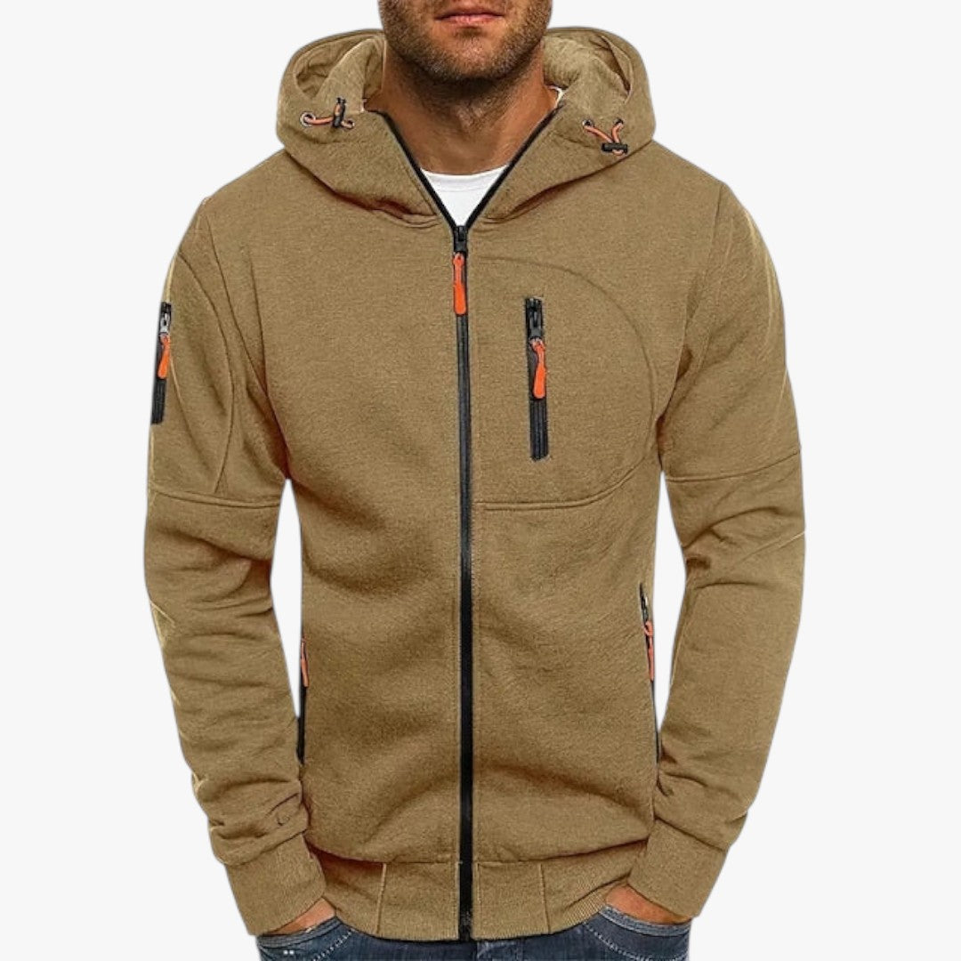 Herren Winterpullover mit Kapuze und Reißverschluss