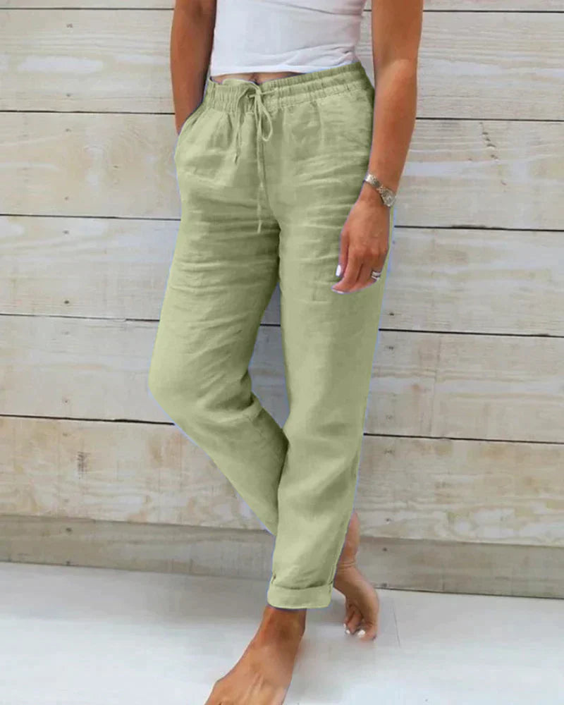 Stylische und lässige Damen Leinen Hose