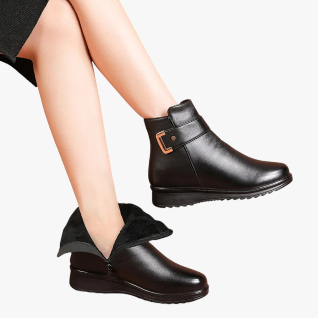 Damen-Stiefeletten mit Riemchen und Futter