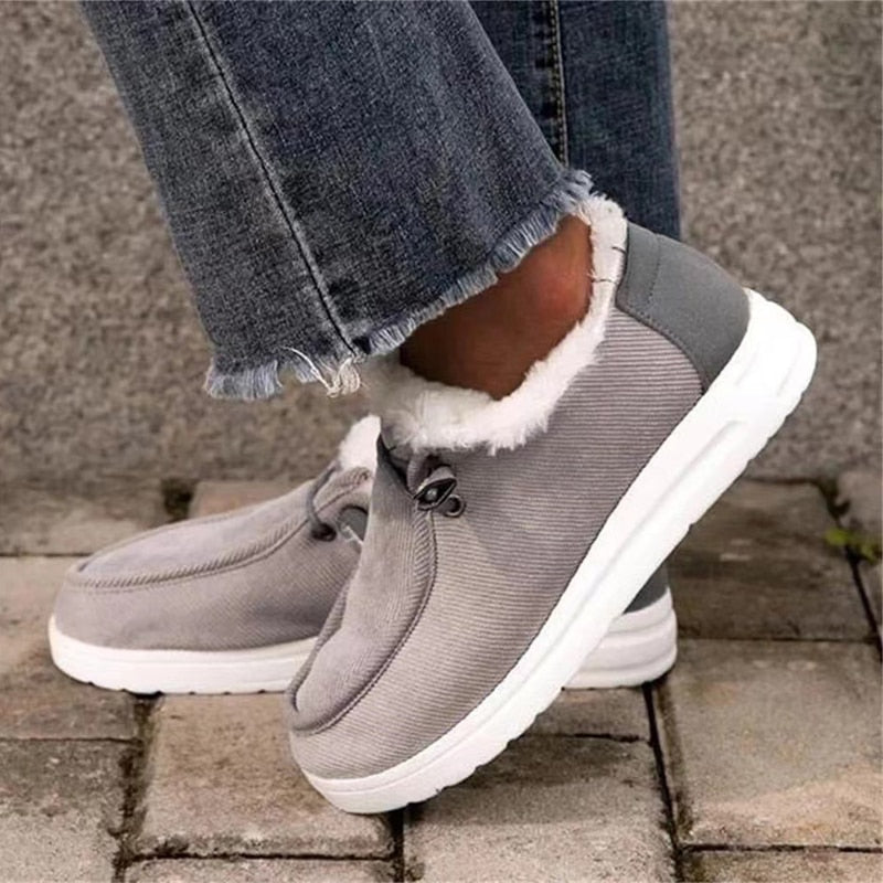 Damen Slip-On Winterschuhe mit Futter und Schnürung