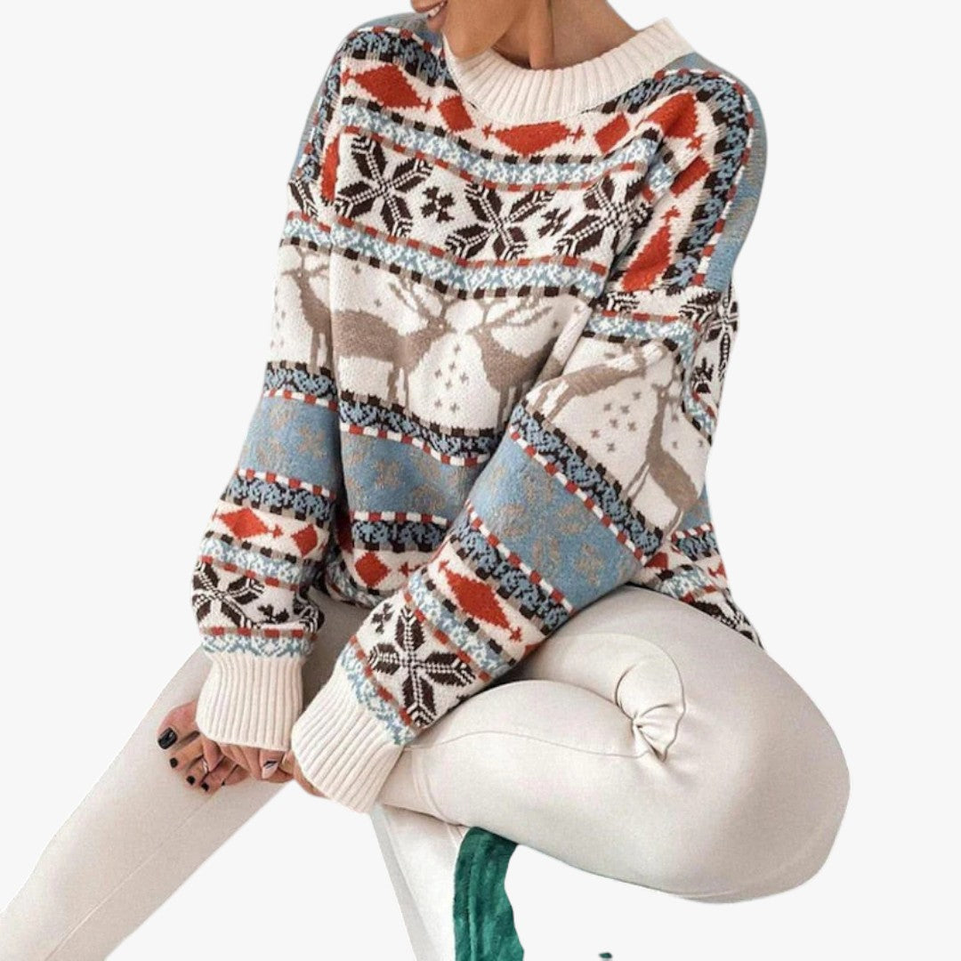 Damen Winter Weihnachtspullover Oversize