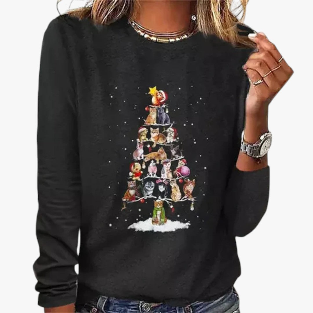 Damen Winter Weihnachtspullover mit Weihnachtsbaum