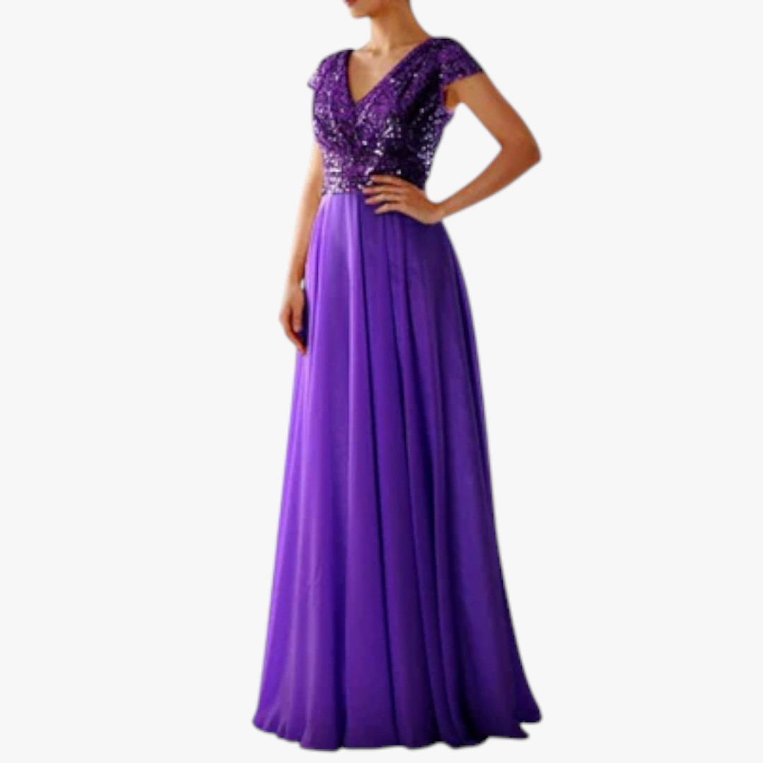 Damen Ballkleid mit Pailletten für Weihnachten | Maxi