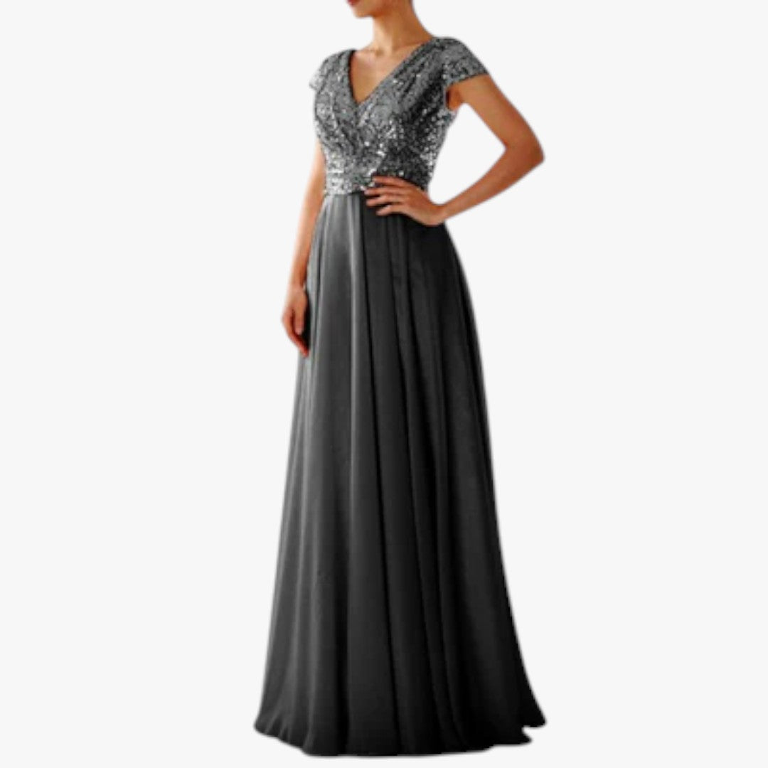 Damen Ballkleid mit Pailletten für Weihnachten | Maxi