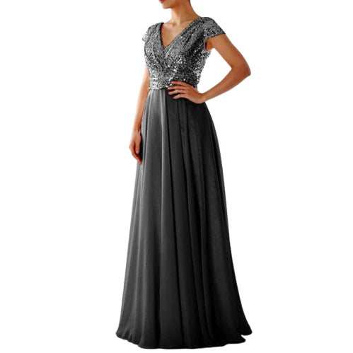 Damen Ballkleid mit Pailletten für Weihnachten | Maxi