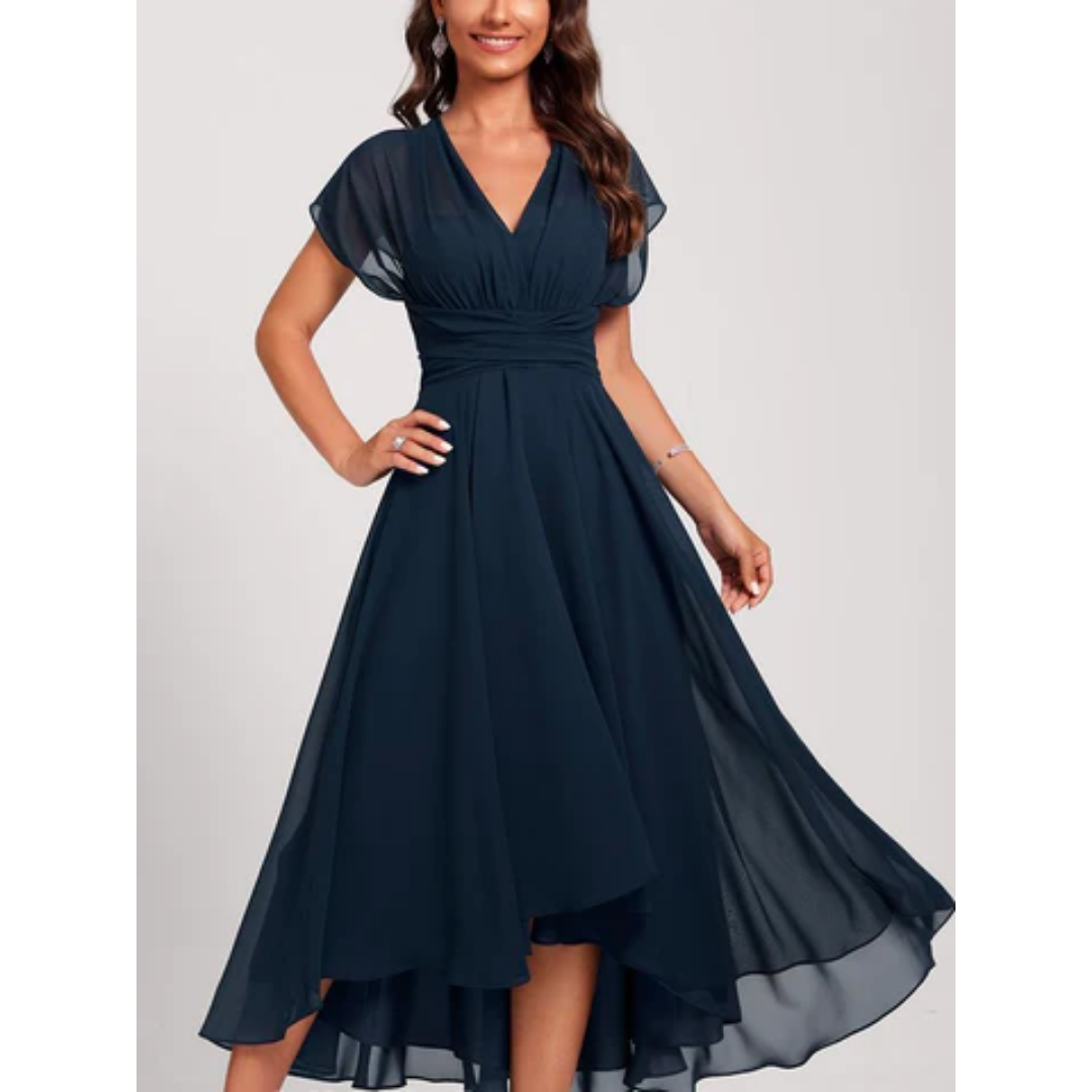 Damen V-Ausschnitt ausgestelltes formelles Kleid für Hochzeitsgast