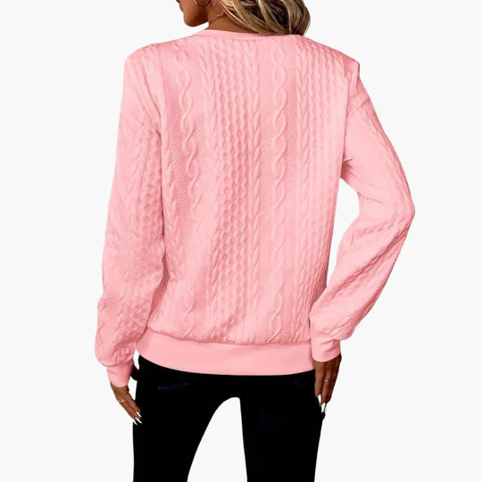 Damen Zopfmusterpullover mit Reißverschluss