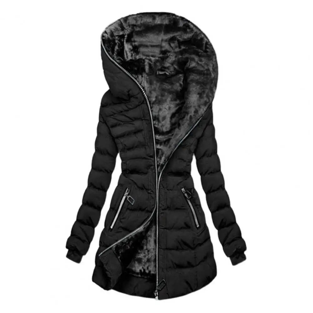 Damen Daunen Winterjacke mit Kapuze | lang