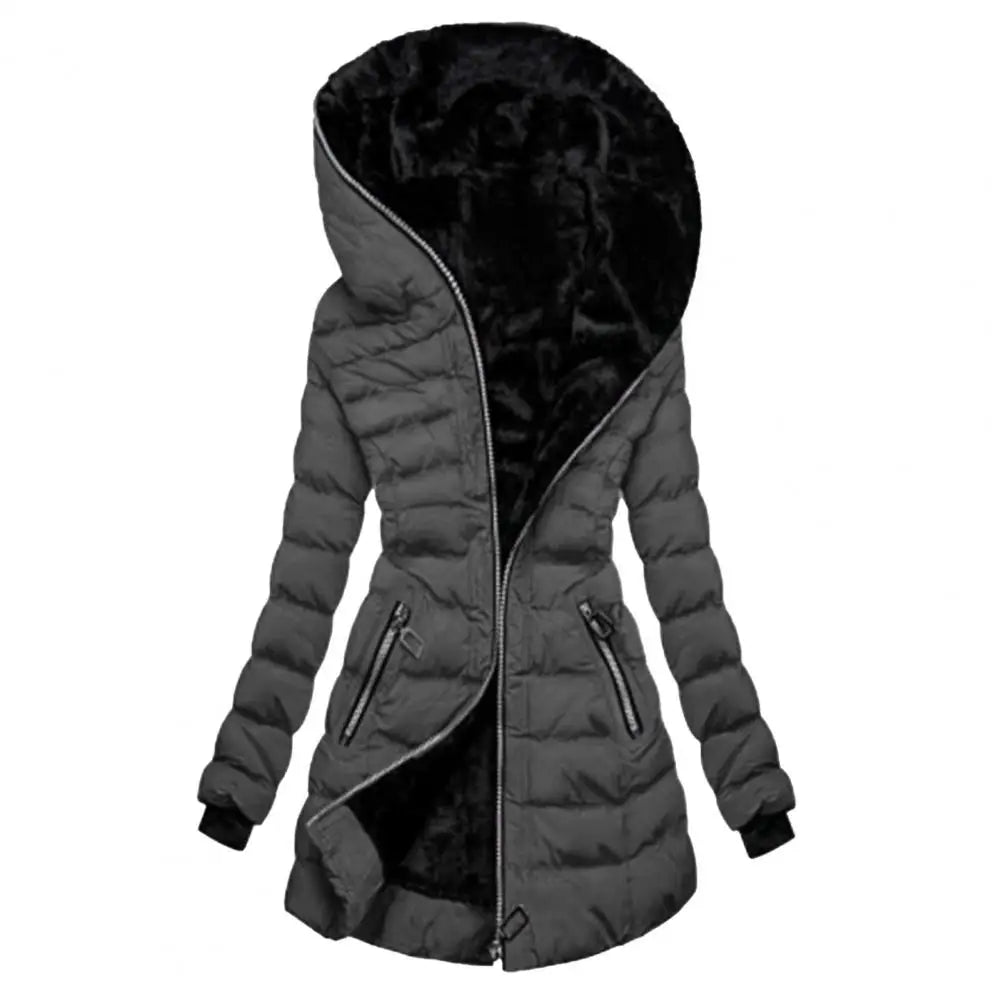 Damen Daunen Winterjacke mit Kapuze | lang