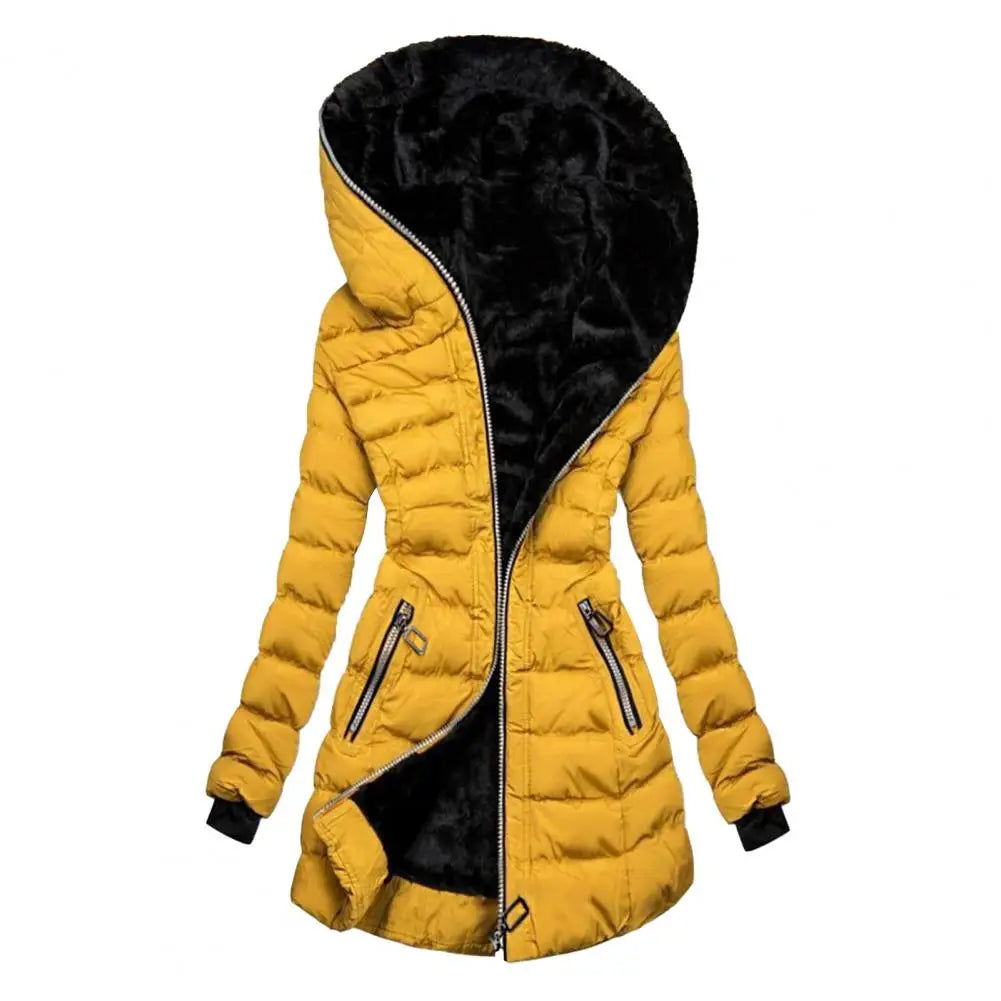 Damen Daunen Winterjacke mit Kapuze | lang