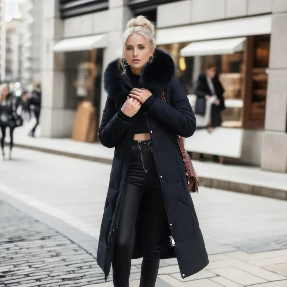 Damen-Winterdaunenjacke mit Kapuze | Mantel