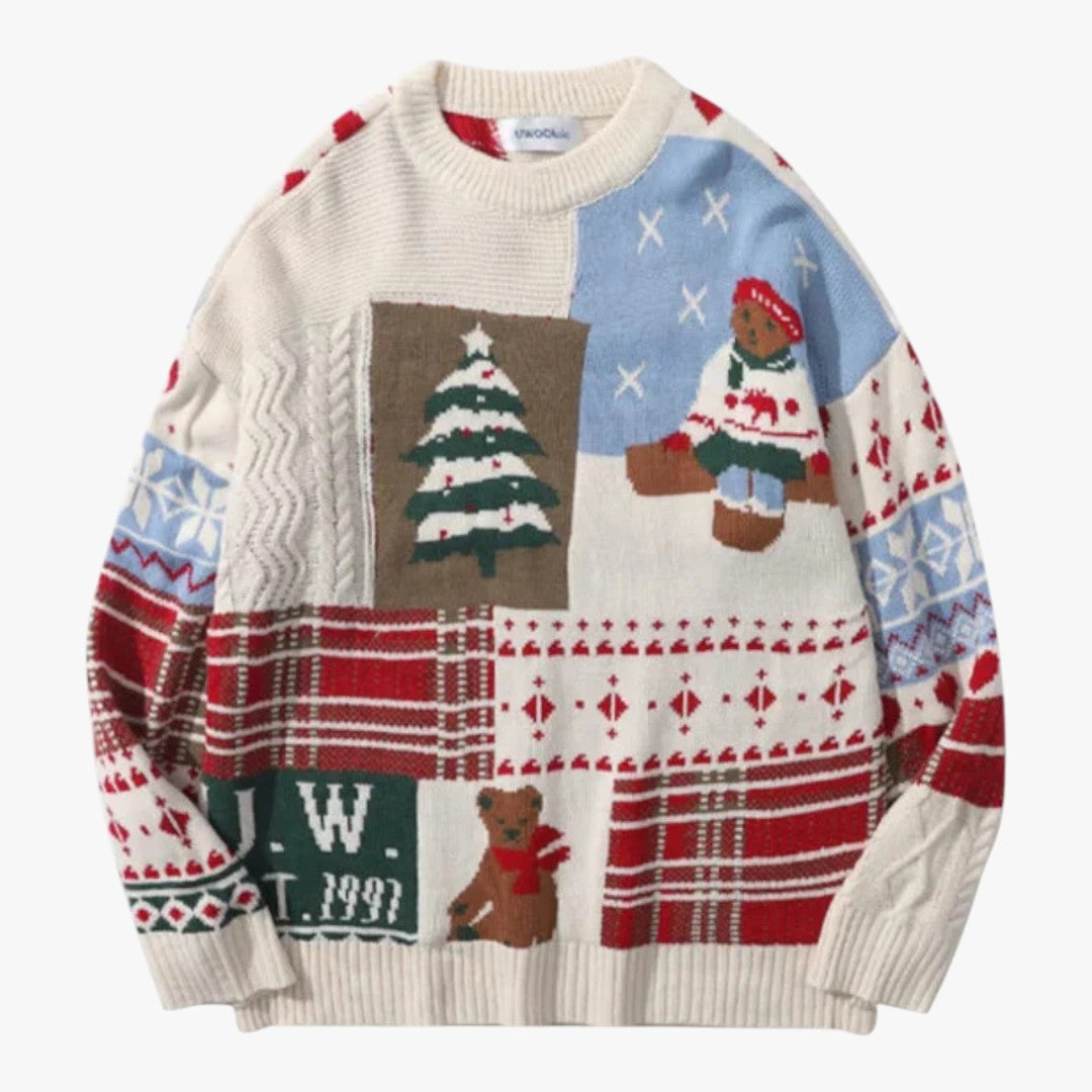 Herren Winterlicher Weihnachtspullover mit Blöcken