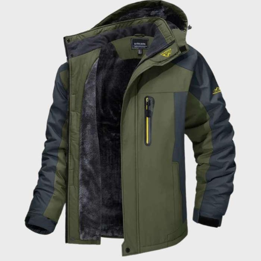 Herren Fleece Winterjacke mit Kapuze und Reißverschluss | Kurz