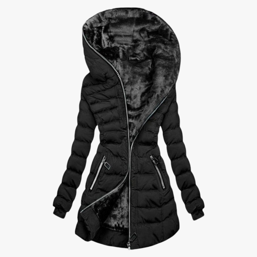 Damen Daunen Winterjacke mit Kapuze | lang