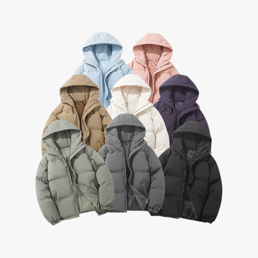 Unisex Puffer Winterjacke mit Kapuze | Kurz