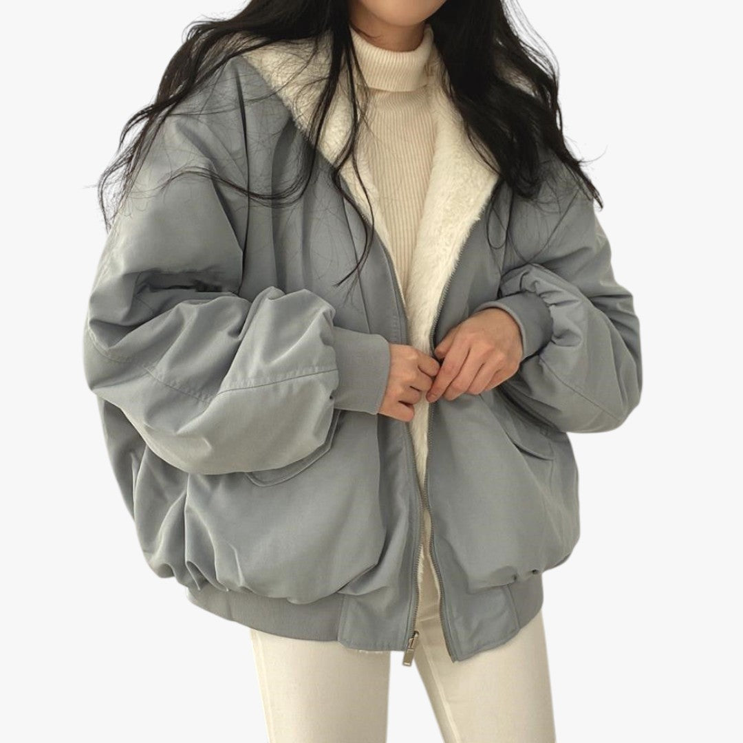Damen Warme Bomber Winterjacke | Kurz