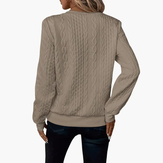 Damen Zopfmusterpullover mit Reißverschluss