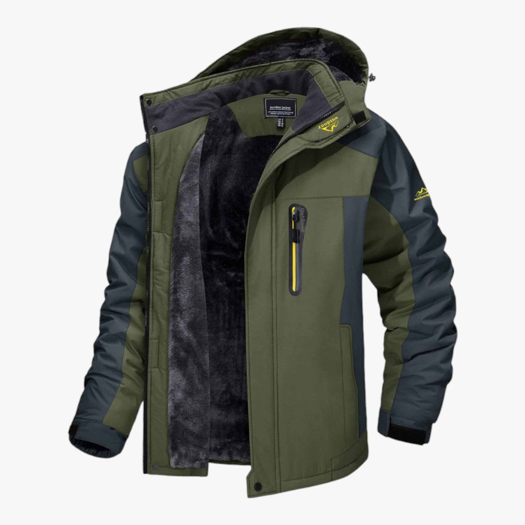 Herren Fleece Winterjacke mit Kapuze und Reißverschluss | Kurz