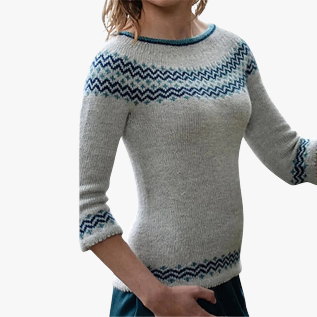 Damen warmer Norweger Winterpullover | Lockere Passform
