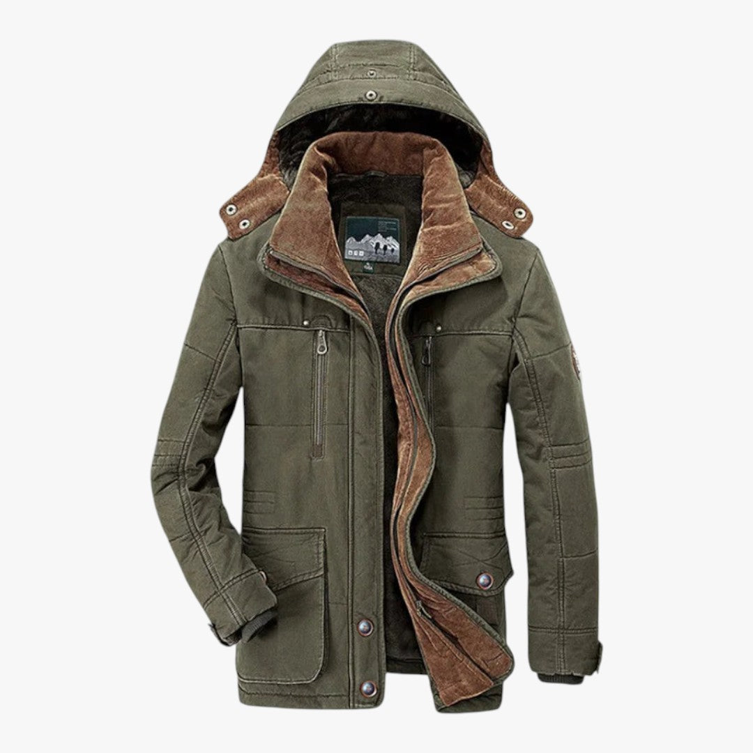 Herren Parka Wintermantel mit Kapuze | Lang