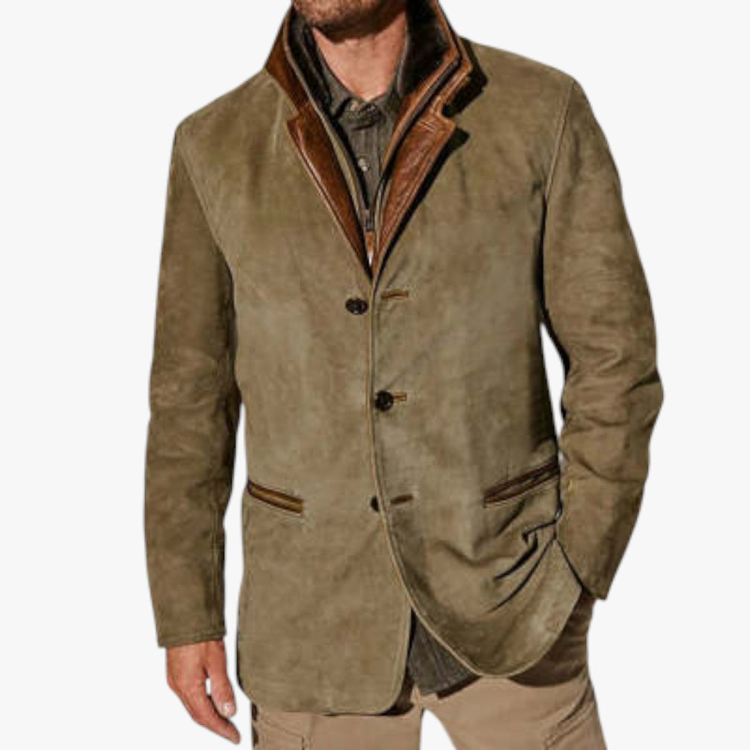 Herren Blazer Winterjacke mit Knöpfen und Reißverschluss | Kurz