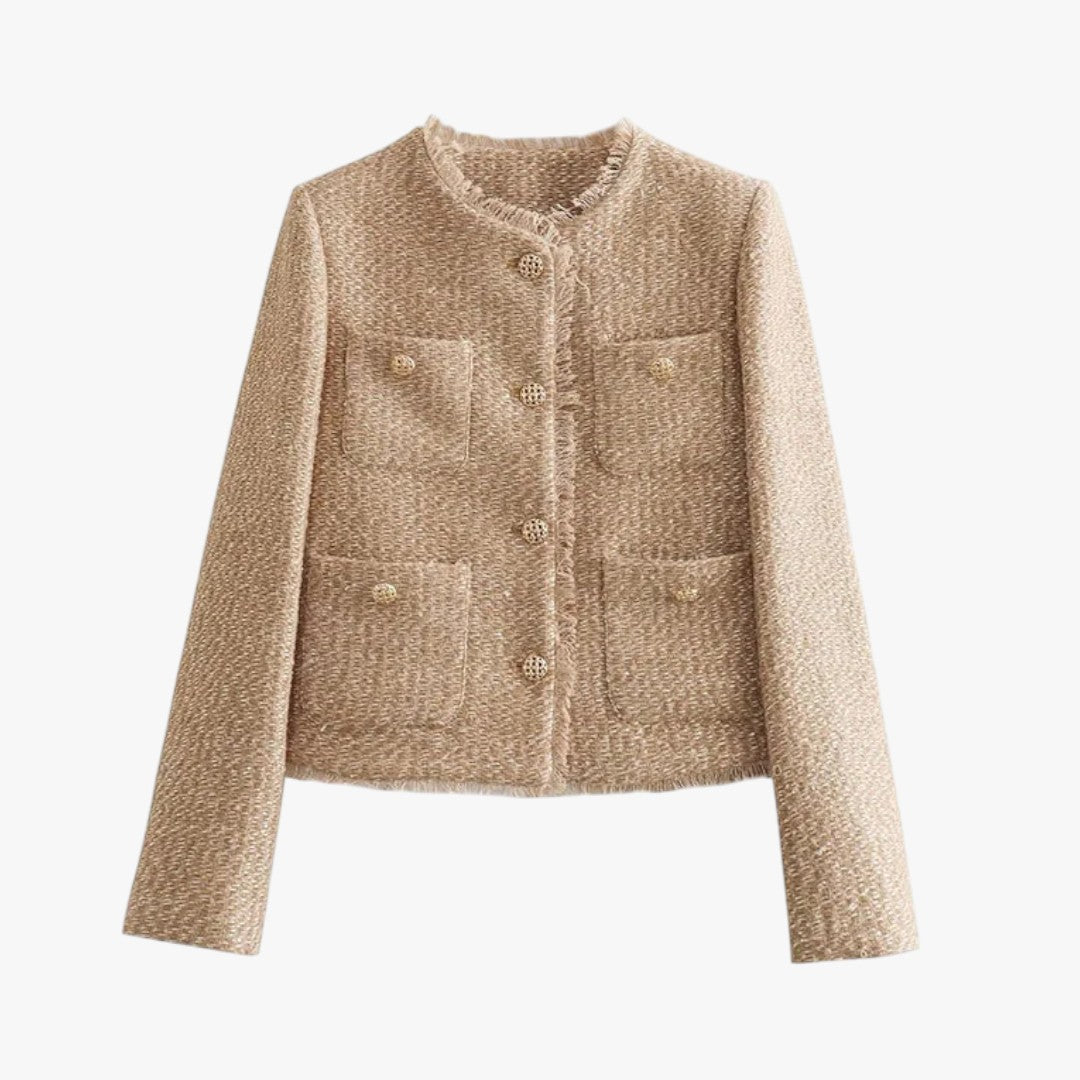 Damen Winterjacke mit goldenen Knöpfen und Taschen | Kurz