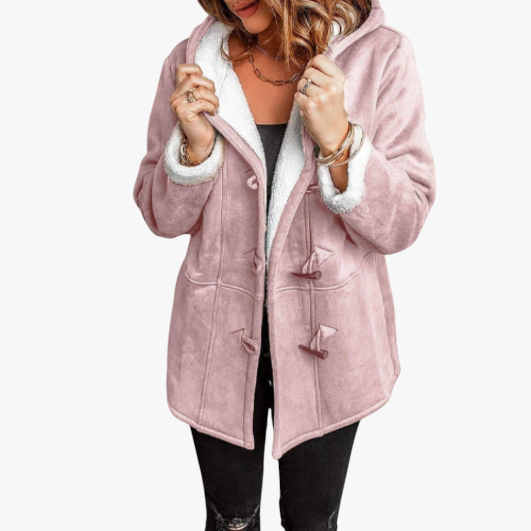 Damen Teddy Winterjacke mit Kapuze | Lang