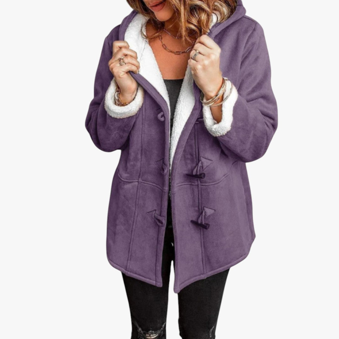 Damen Teddy Winterjacke mit Kapuze | Lang