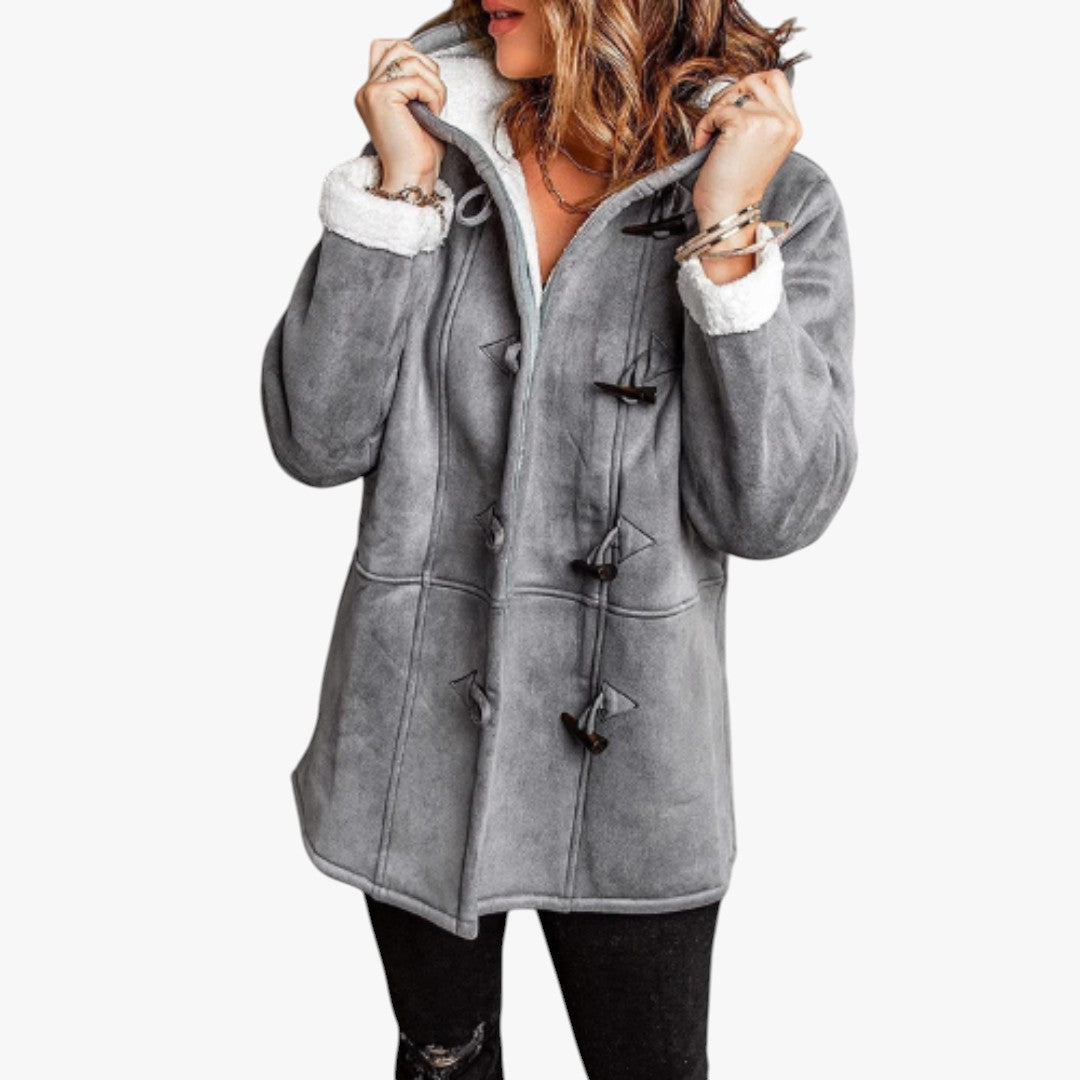 Damen Teddy Winterjacke mit Kapuze | Lang