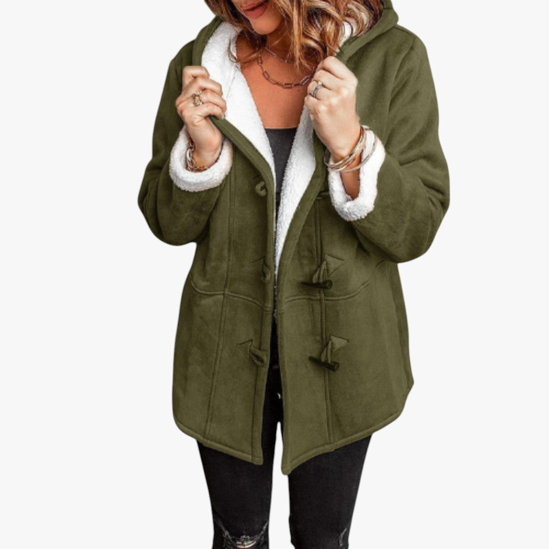 Damen Teddy Winterjacke mit Kapuze | Lang