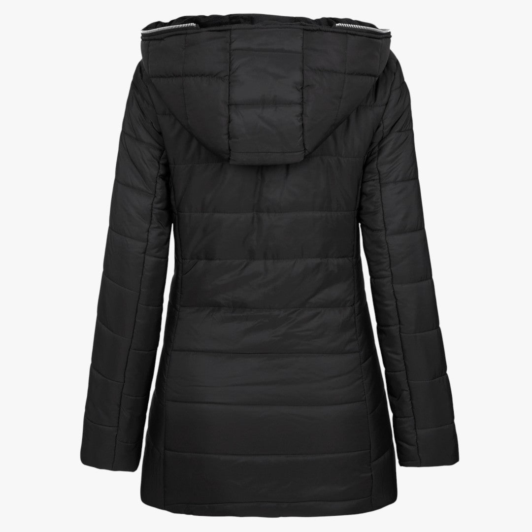 Damen Daunen Winterjacke mit Kapuze | lang