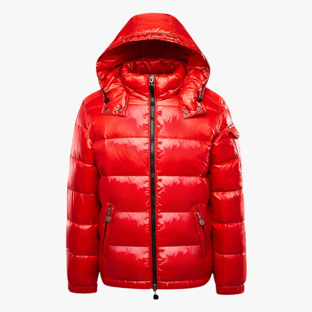 Winter Pufferjacke für Herren mit Kapuze und Taschen | Kurz