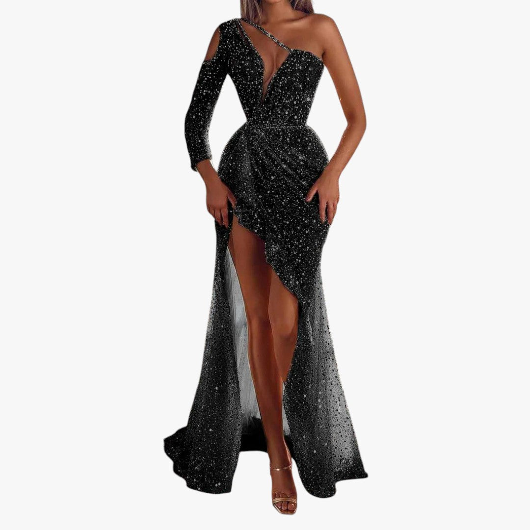 Damen Hochzeitspaillettenkleid mit Glitzer | Maxi