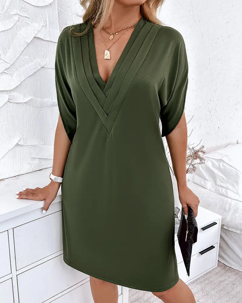 Elegantes V-Ausschnitt Damenkleid für Hochzeitsgäste & Feste-2