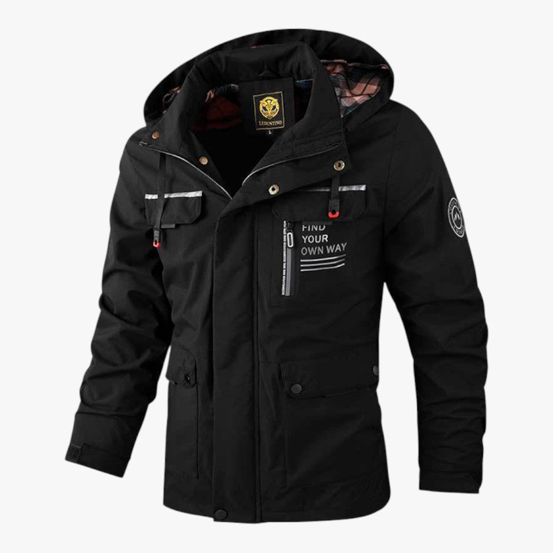 Herren Winter Skijacke mit Taschen und Kapuze | Kurz