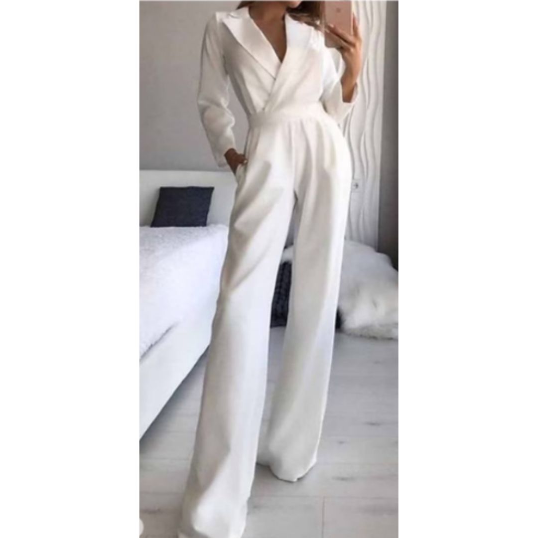 Damen Jumpsuit Elegant Hochzeitslook Mit Breiten Trägern-4