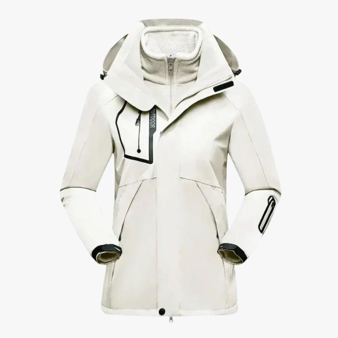Damen Winter Skijacke mit Reißverschluss und hohem Kragen