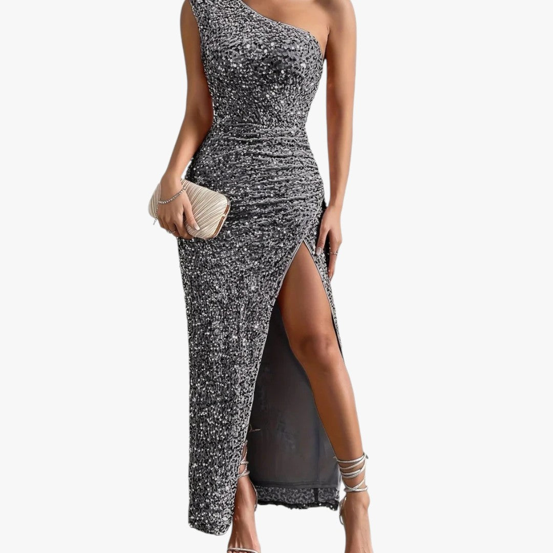 Damen Abendkleid mit Pailletten und Glitzer | Maxi